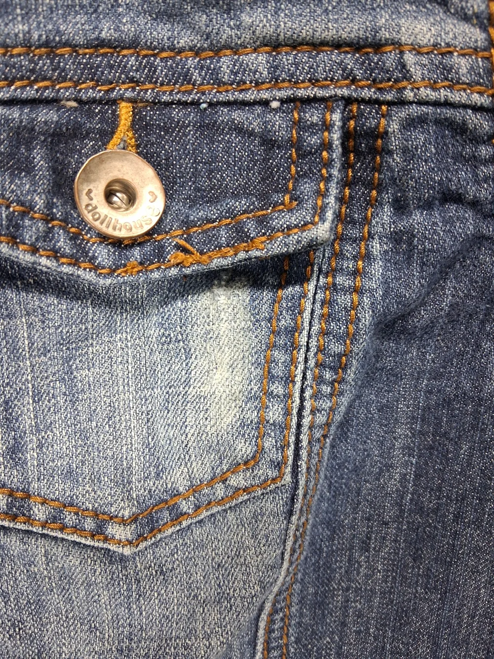 Dollhouse Distressed Cropped Denim Jacket - Blue